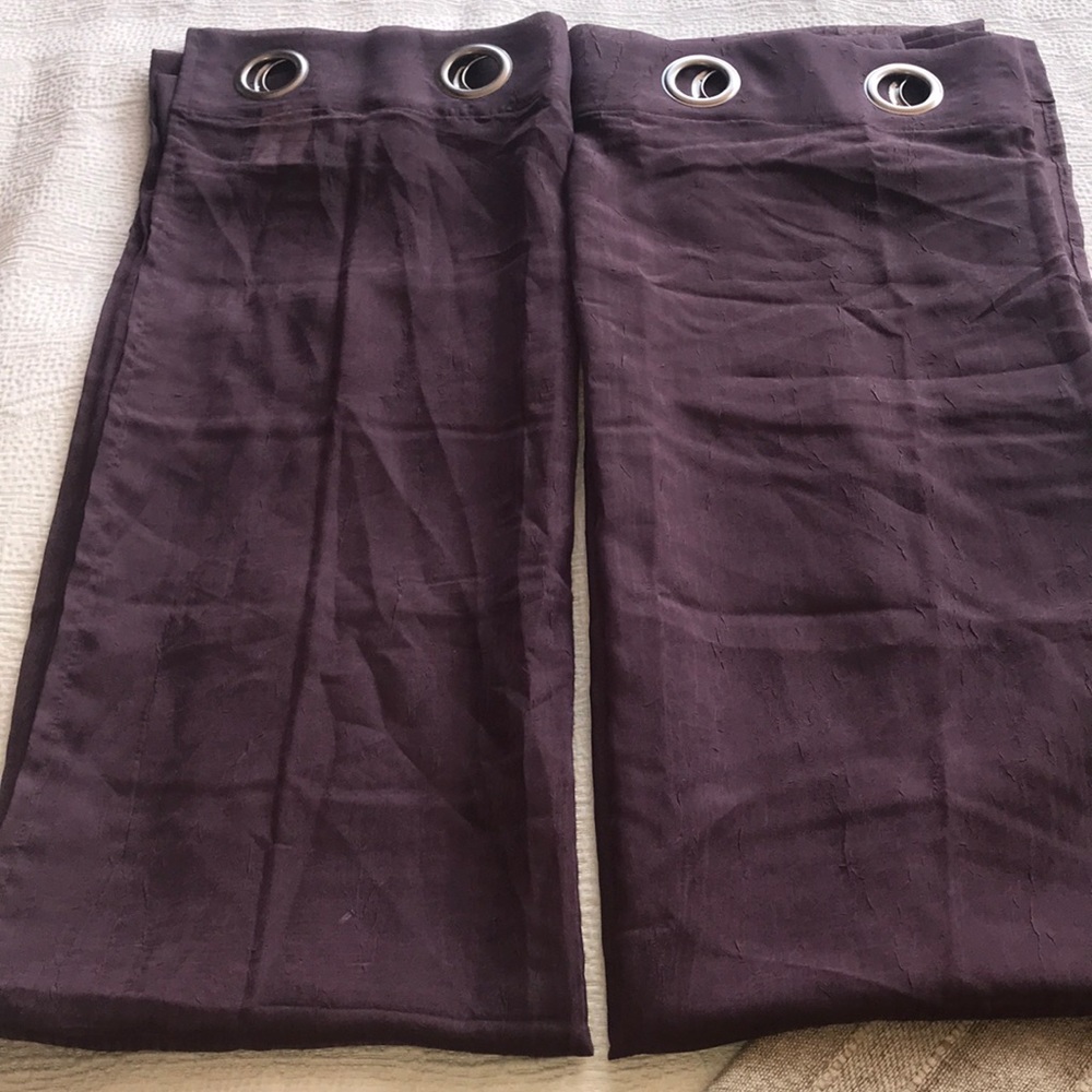 Sheer purple curtain set with silver opening